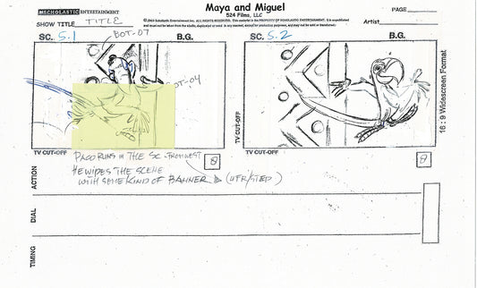 Maya and Miguel OPENING Hand-Drawn Production Animation Storyboard PBS D-32