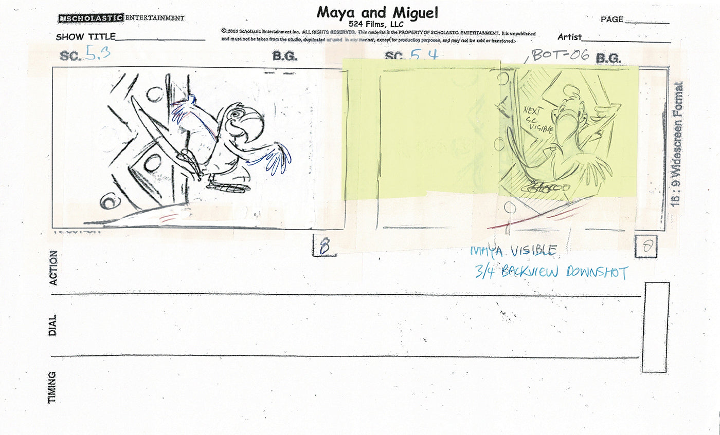 Maya and Miguel OPENING Hand-Drawn Production Animation Storyboard PBS D-33