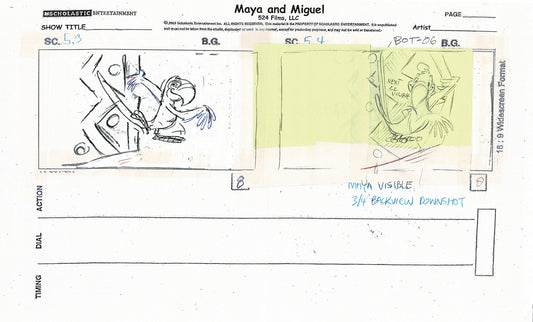 Maya and Miguel OPENING Hand-Drawn Production Animation Storyboard PBS D-33