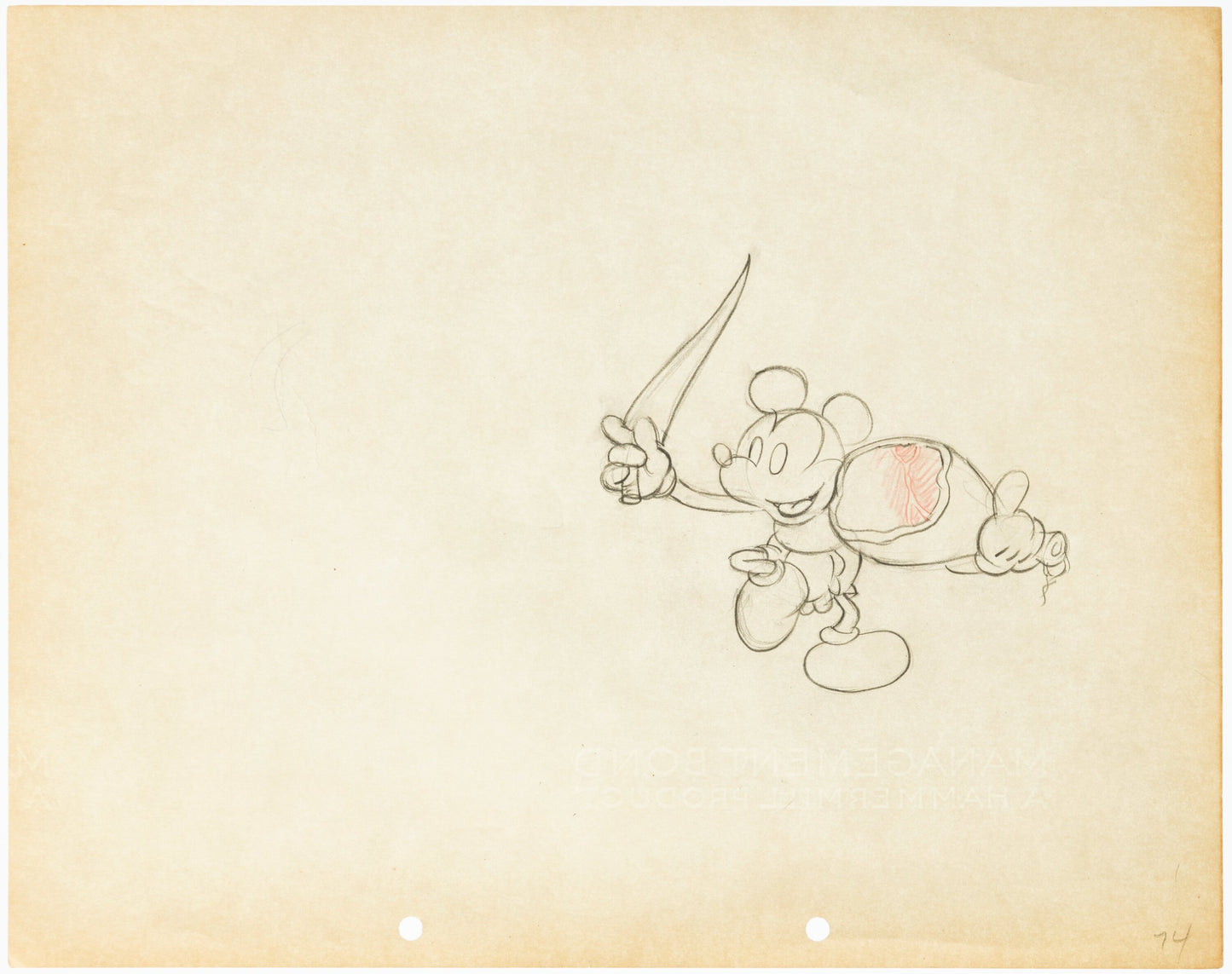 Mickey Mouse 1933 Original Production Animation Cel Drawing from Disney Whoopee Party