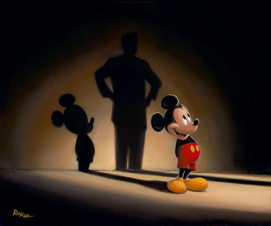 Mickey Mouse Walt Disney Fine Art Rob Kaz Signed Limited Edition of 195 Print on Canvas - Mickey's Shadow