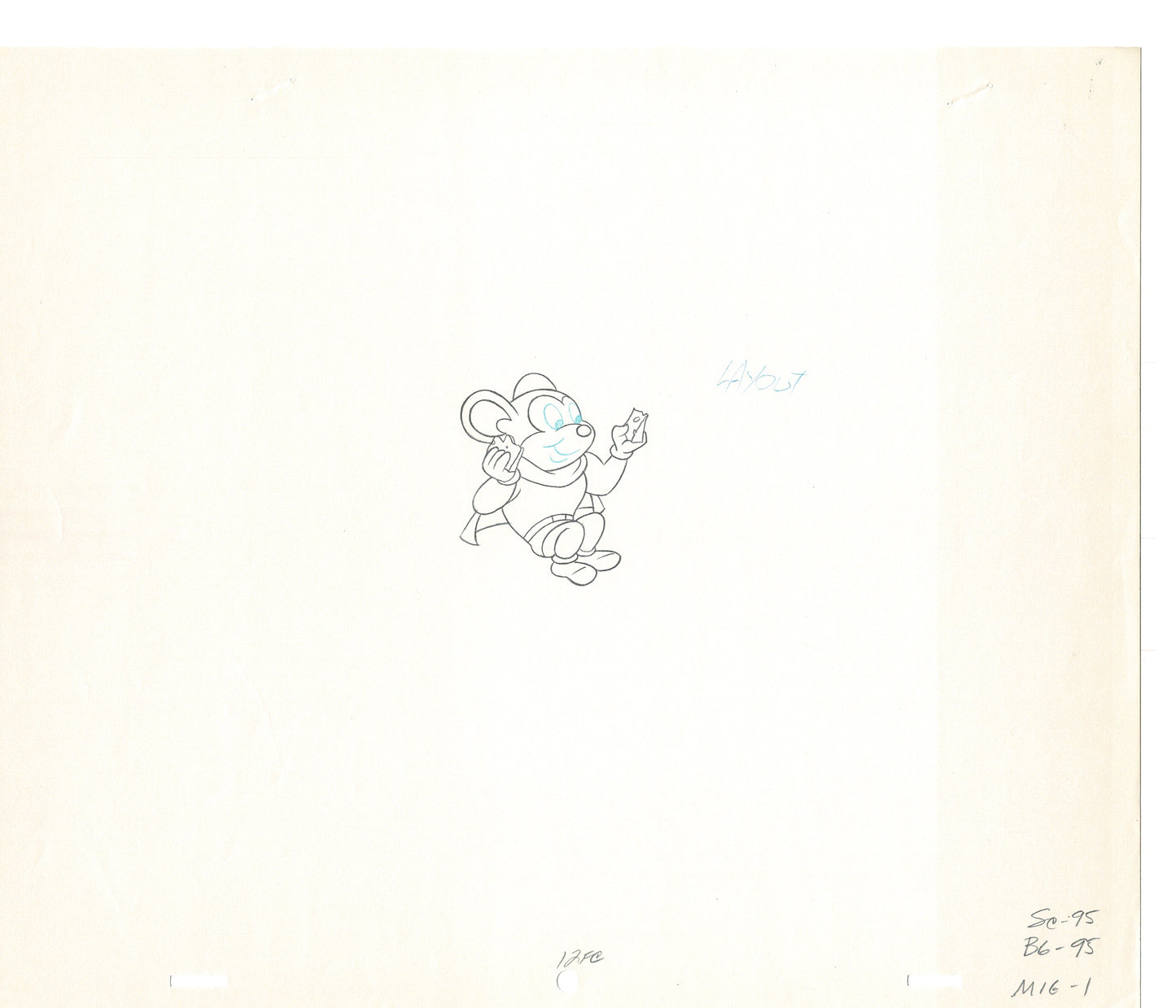 Mighty Mouse 2 LOT of Cartoon Production Animation Cel Drawings from Filmation MD-01