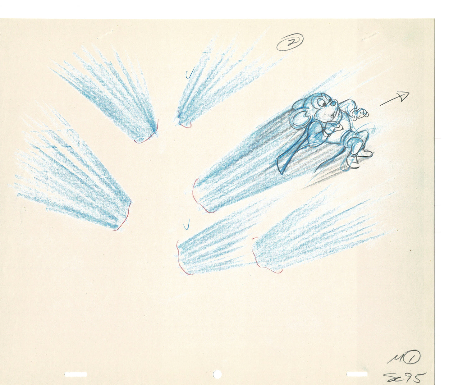 Mighty Mouse 2 LOT of Cartoon Production Animation Cel Drawings from Filmation MD-03