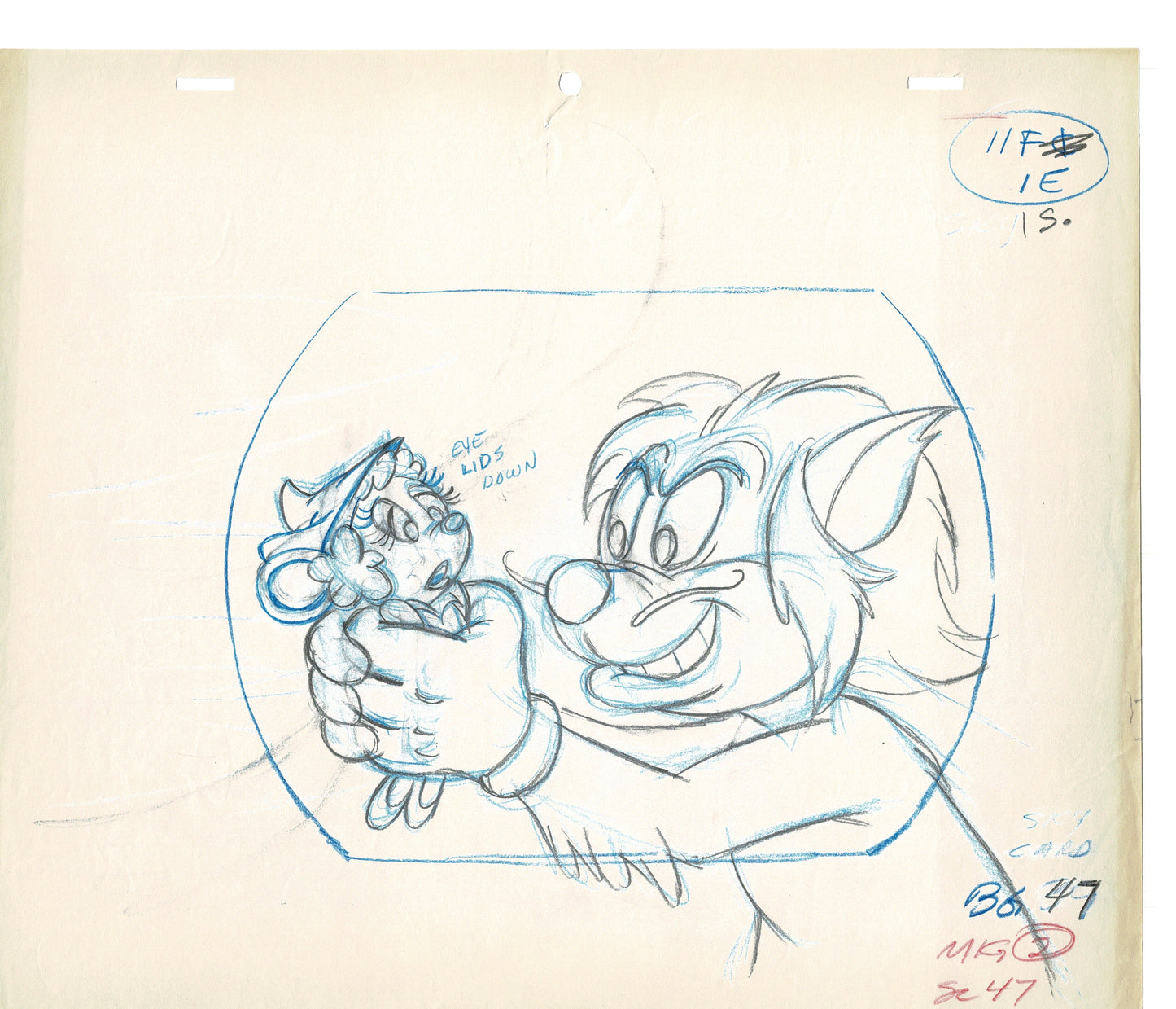 Mighty Mouse 2 LOT of Cartoon Production Animation Cel Drawings from Filmation MD-17