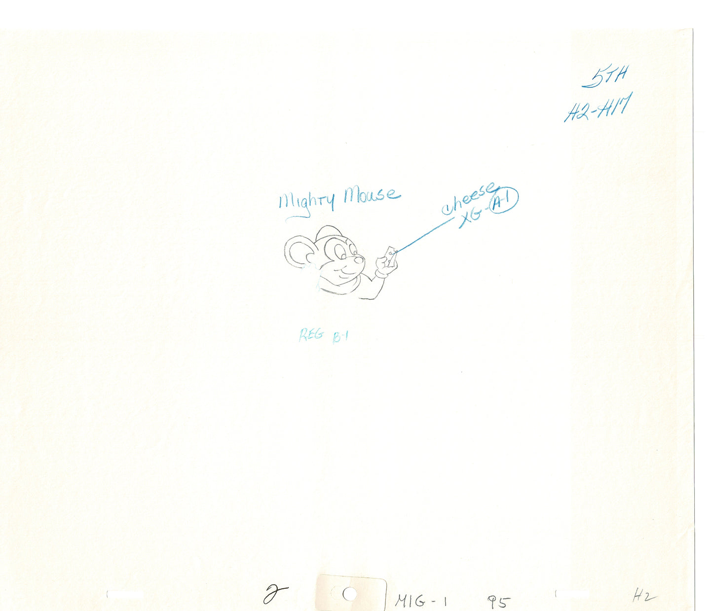 Mighty Mouse 2 LOT of Cartoon Production Animation Cel Drawings from Filmation MD-19