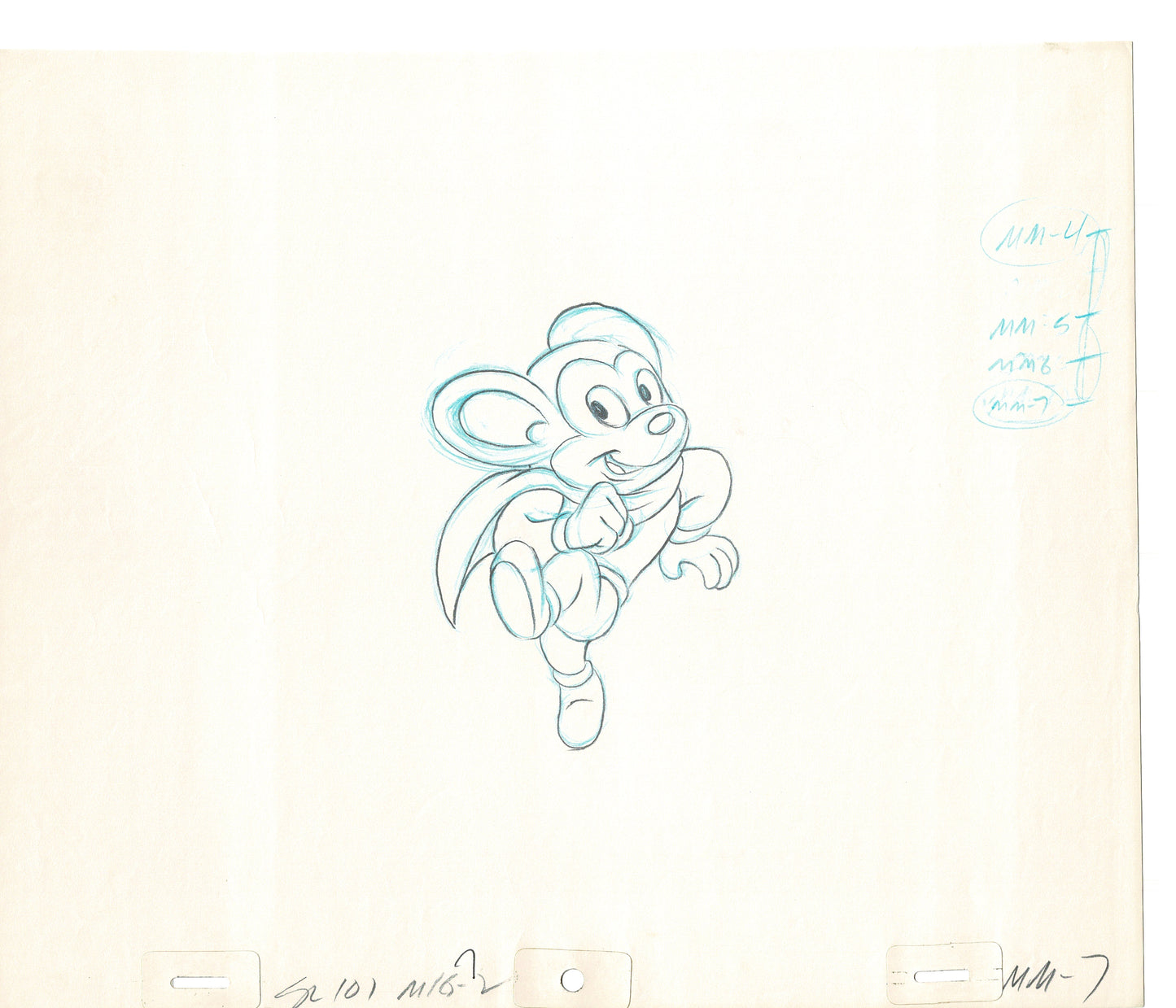 Mighty Mouse 2 LOT of Cartoon Production Animation Cel Drawings from Filmation MD-21