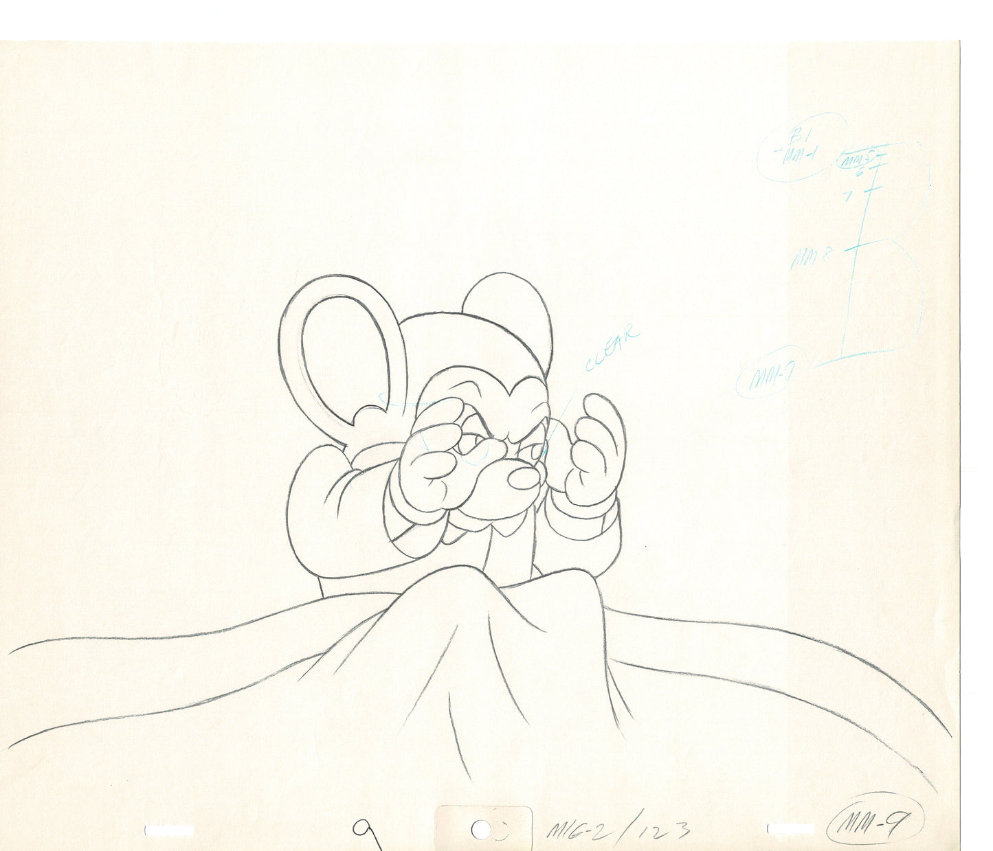 Mighty Mouse 2 LOT of Cartoon Production Animation Cel Drawings from Filmation MD-25
