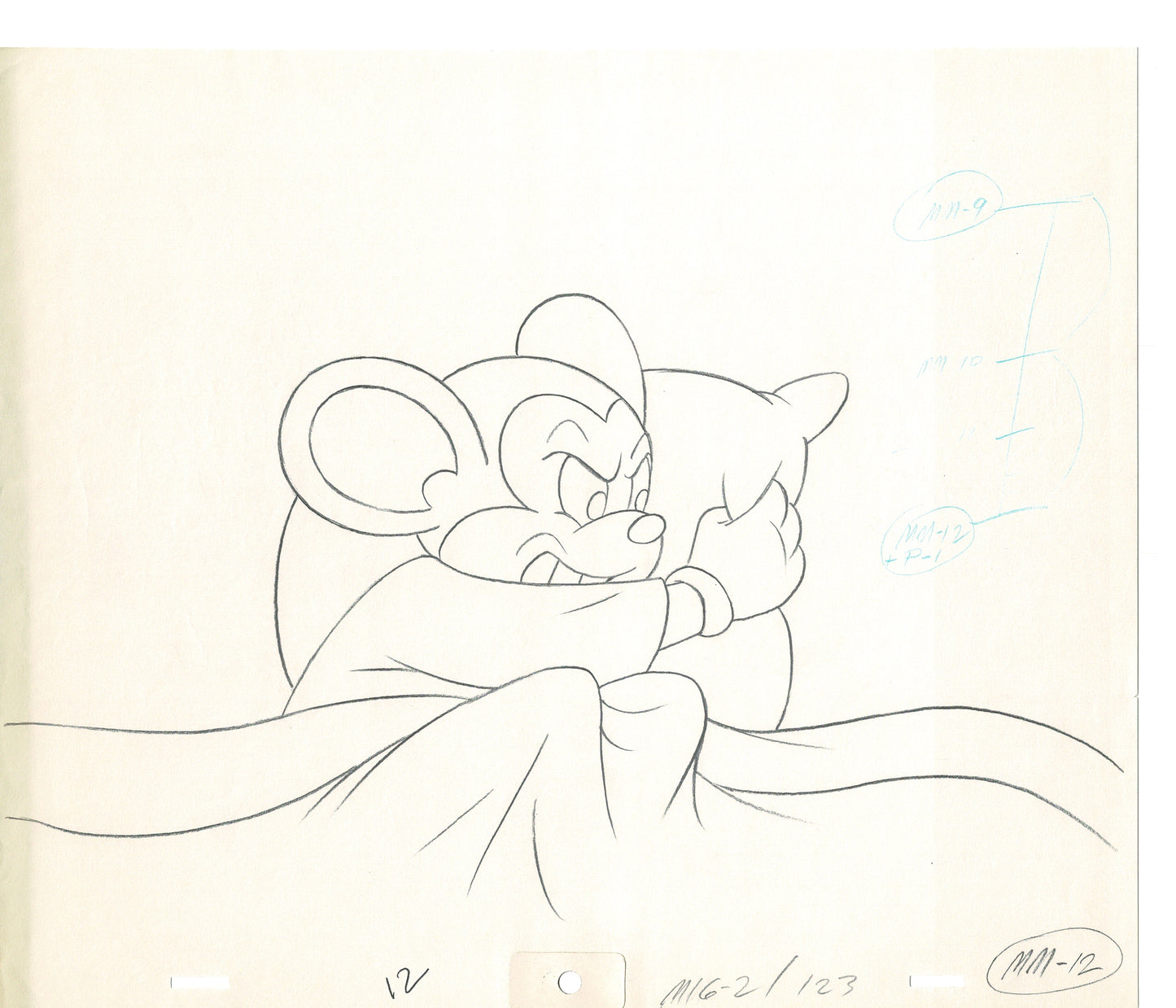 Mighty Mouse 2 LOT of Cartoon Production Animation Cel Drawings from Filmation MD-27