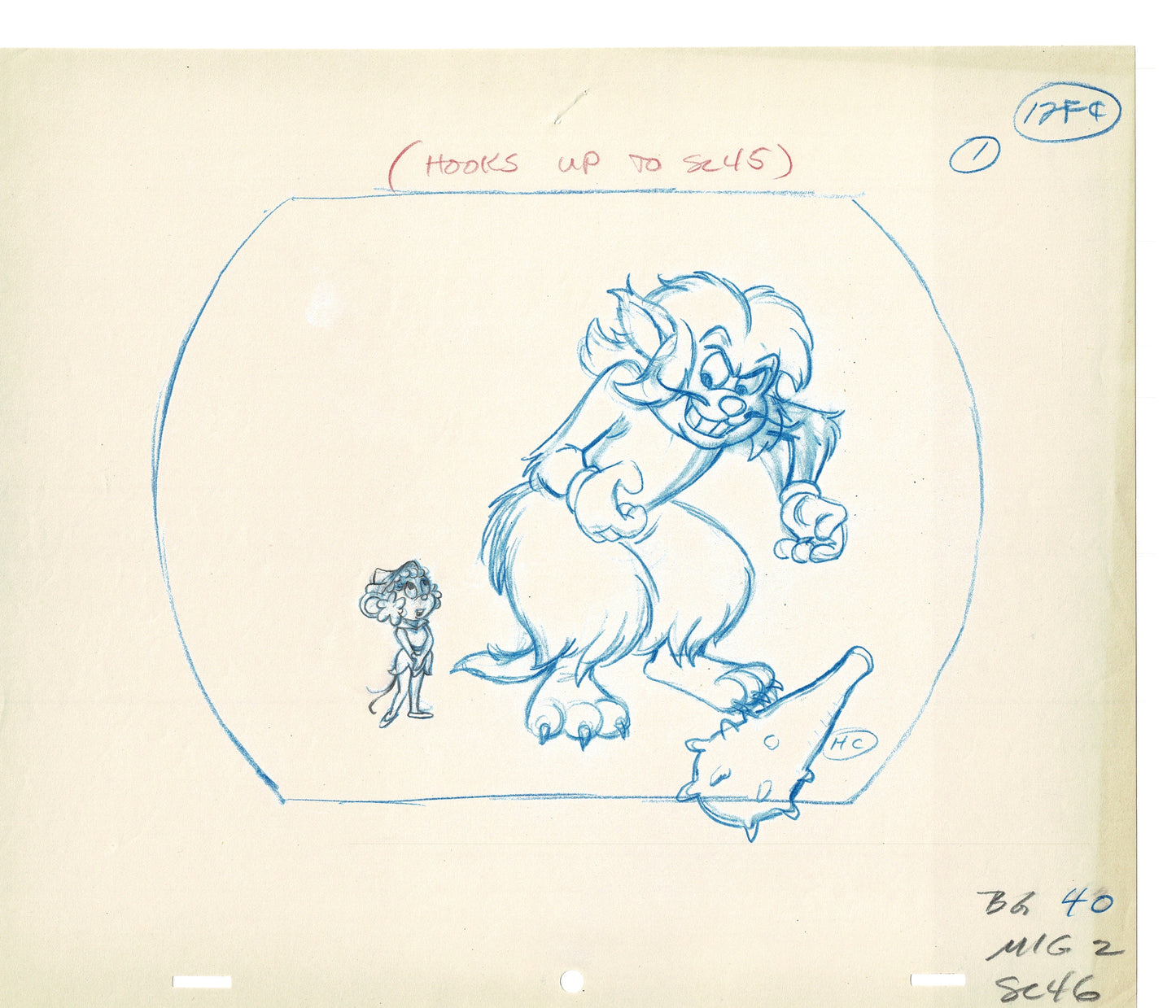 Mighty Mouse 2 LOT of Cartoon Production Animation Cel Drawings from Filmation MD-27