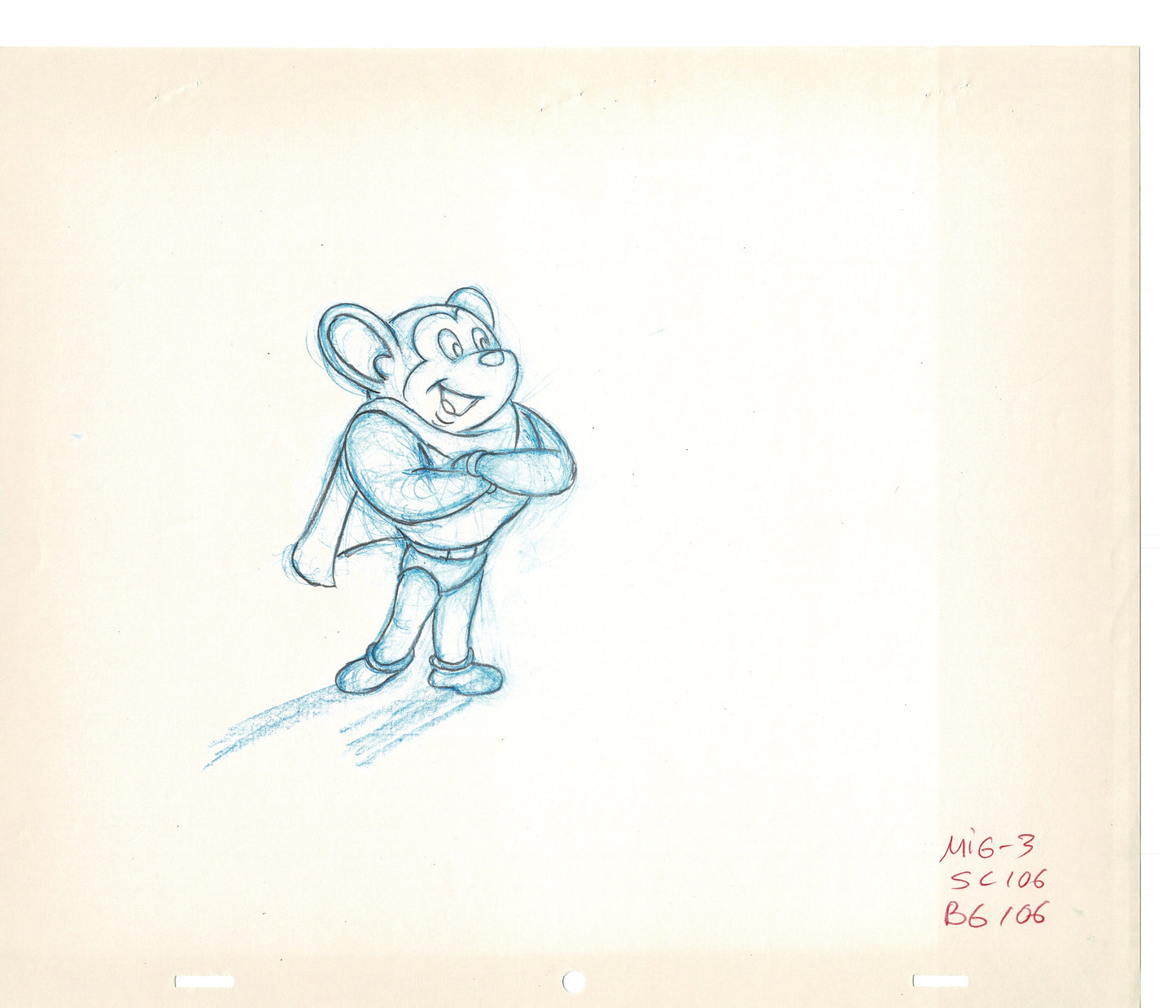Mighty Mouse 2 LOT of Cartoon Production Animation Cel Drawings from Filmation MD-33