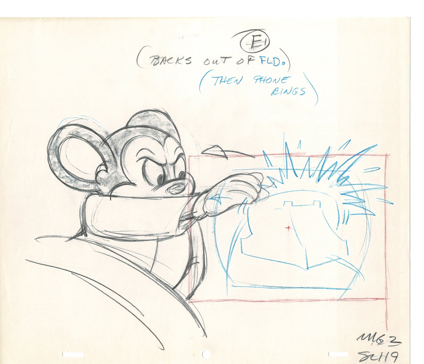 Mighty Mouse 2 LOT of Cartoon Production Animation Cel Drawings from Filmation MD-35