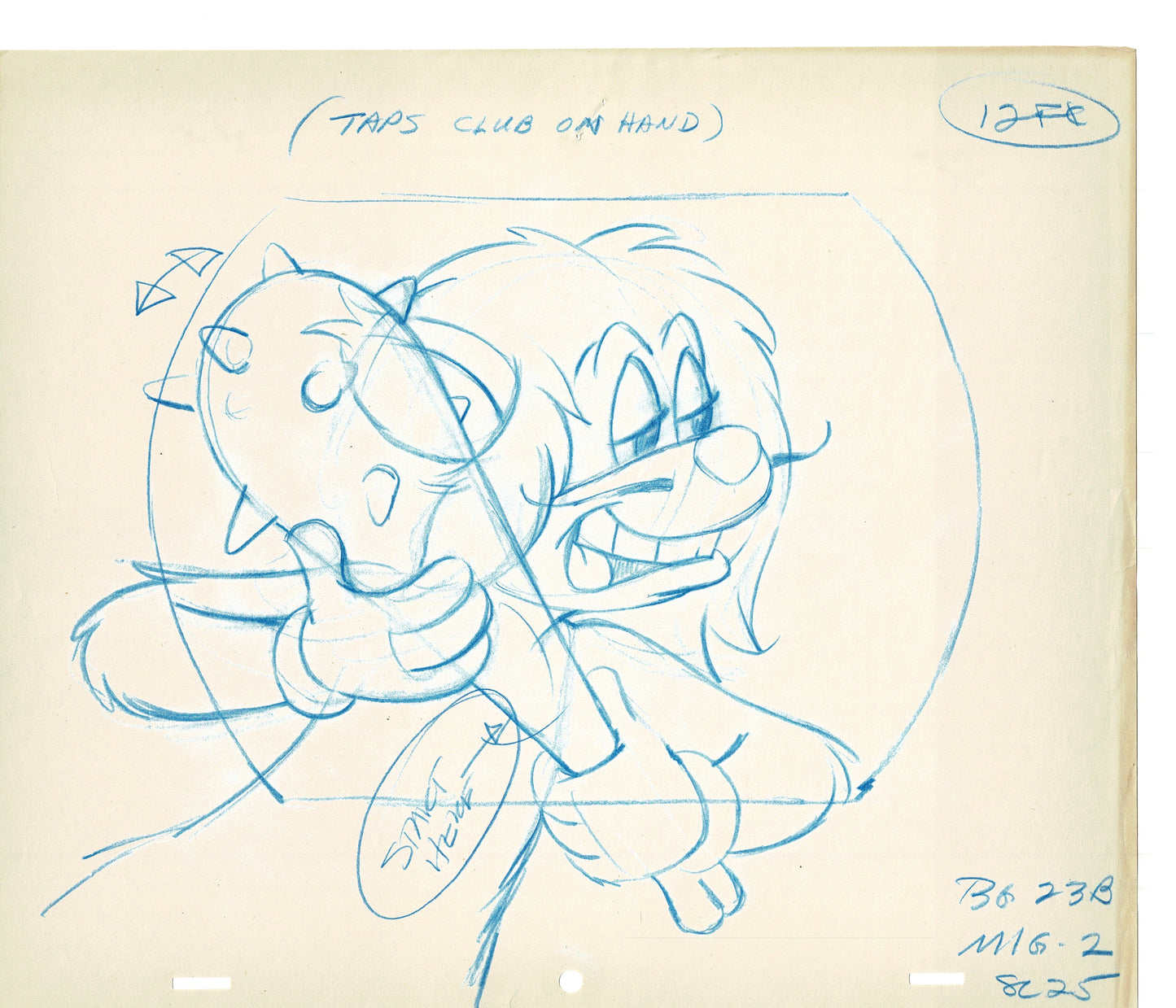 Mighty Mouse 2 LOT of Cartoon Production Animation Cel Drawings from Filmation MD-35