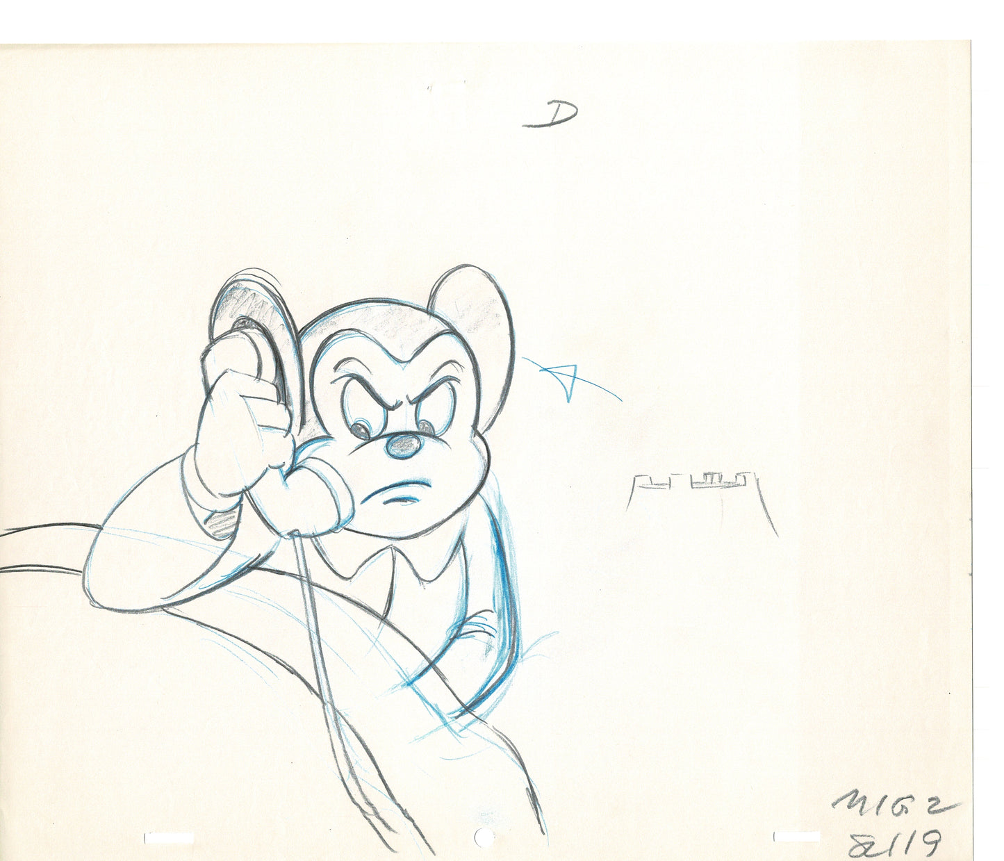 Mighty Mouse 2 LOT of Cartoon Production Animation Cel Drawings from Filmation MD-37