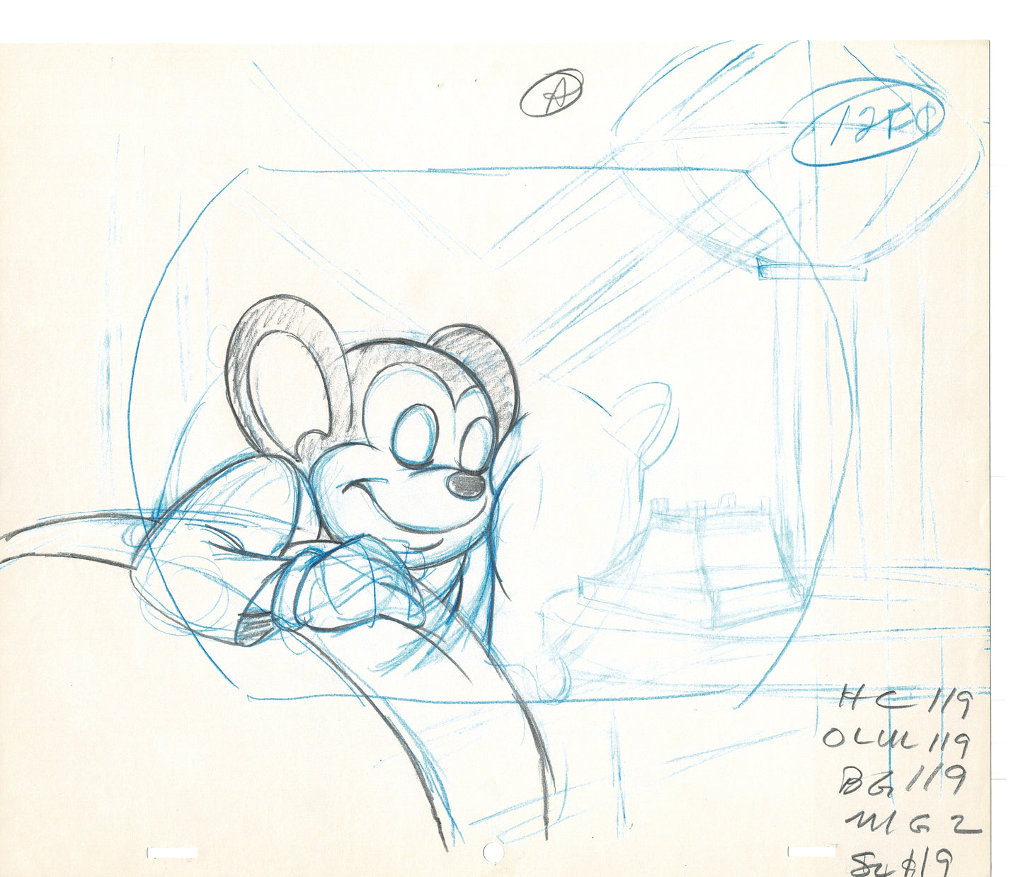 Mighty Mouse 2 LOT of Cartoon Production Animation Cel Drawings from Filmation MD-41