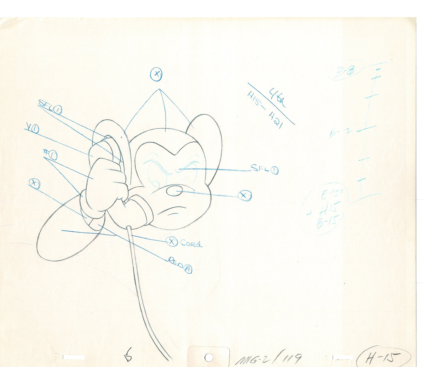 Mighty Mouse 2 LOT of Cartoon Production Animation Cel Drawings from Filmation MD-43