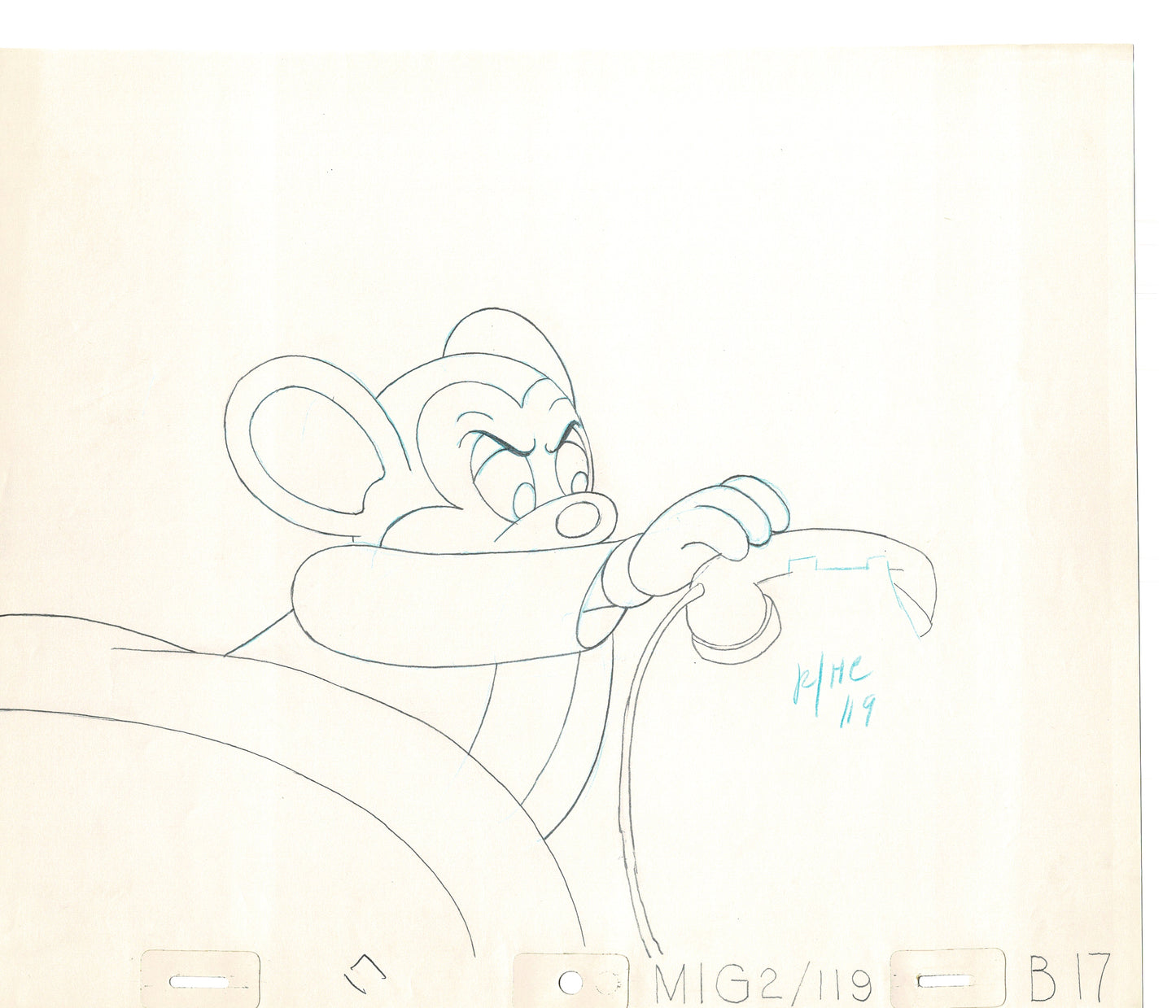Mighty Mouse 2 LOT of Cartoon Production Animation Cel Drawings from Filmation MD-47