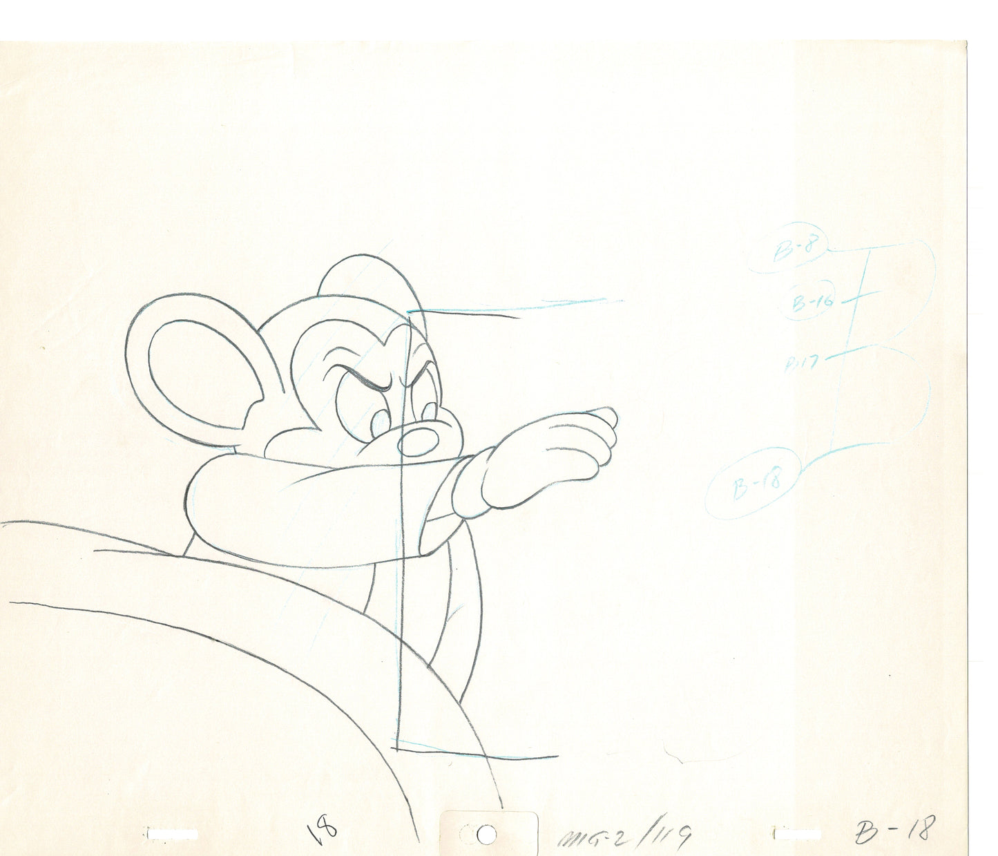 Mighty Mouse 2 LOT of Cartoon Production Animation Cel Drawings from Filmation MD-49