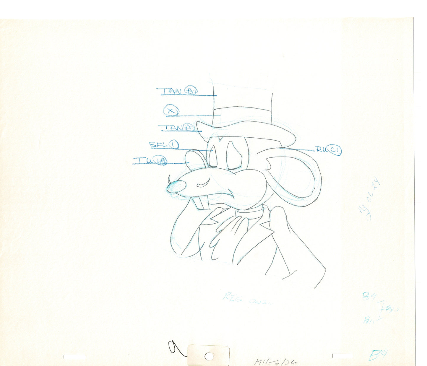 Mighty Mouse 2 LOT of Cartoon Production Animation Cel Drawings from Filmation MD-49