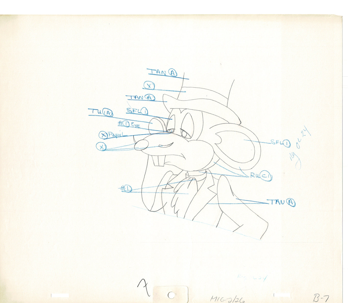 Mighty Mouse 2 LOT of Cartoon Production Animation Cel Drawings from Filmation MD-53