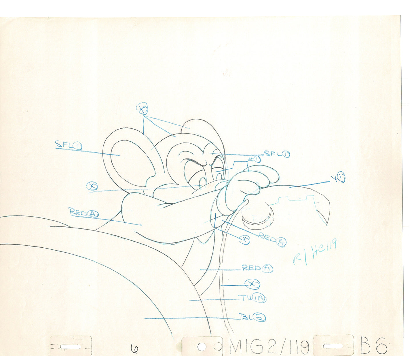 Mighty Mouse 2 LOT of Cartoon Production Animation Cel Drawings from Filmation MD-57