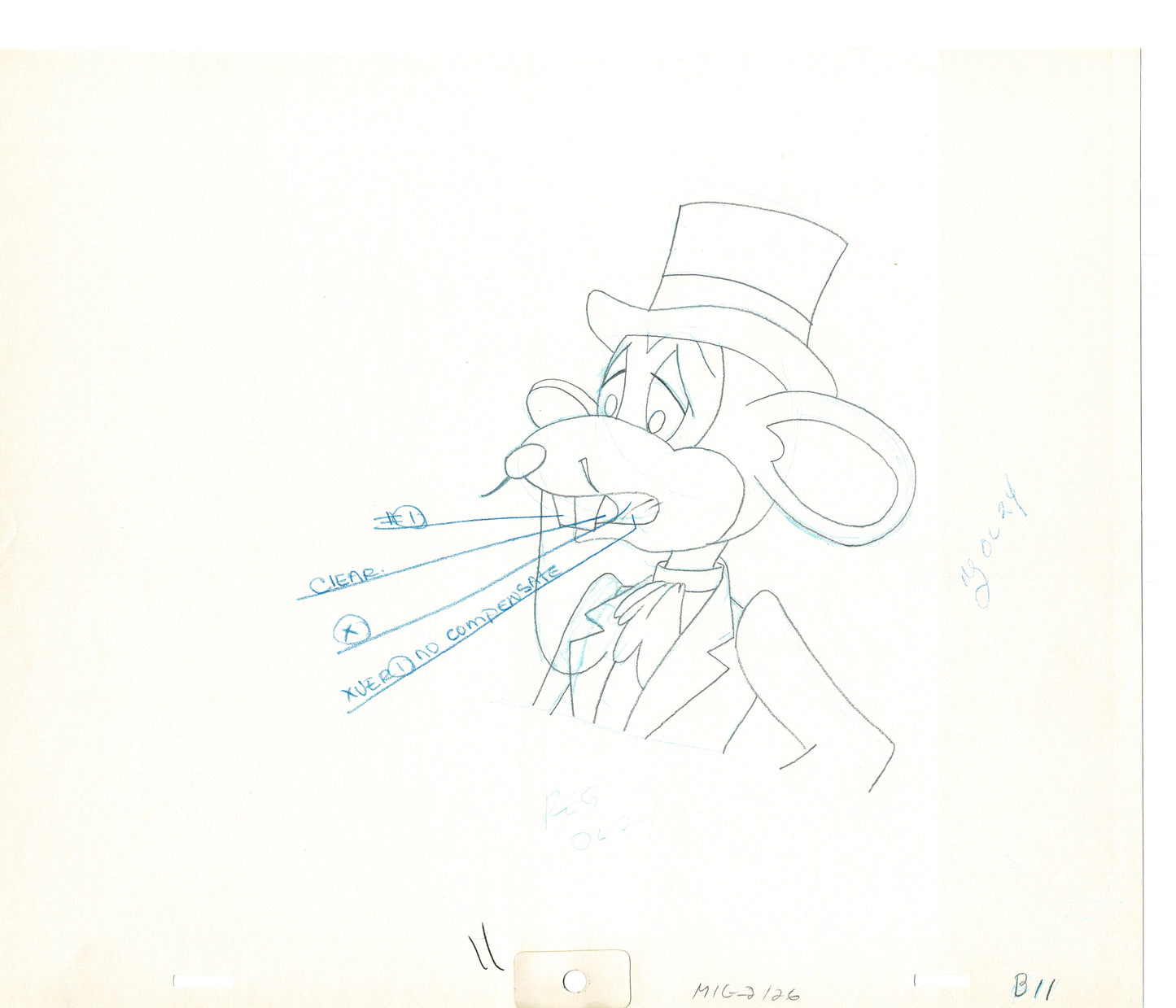 Mighty Mouse 2 LOT of Cartoon Production Animation Cel Drawings from Filmation MD-57