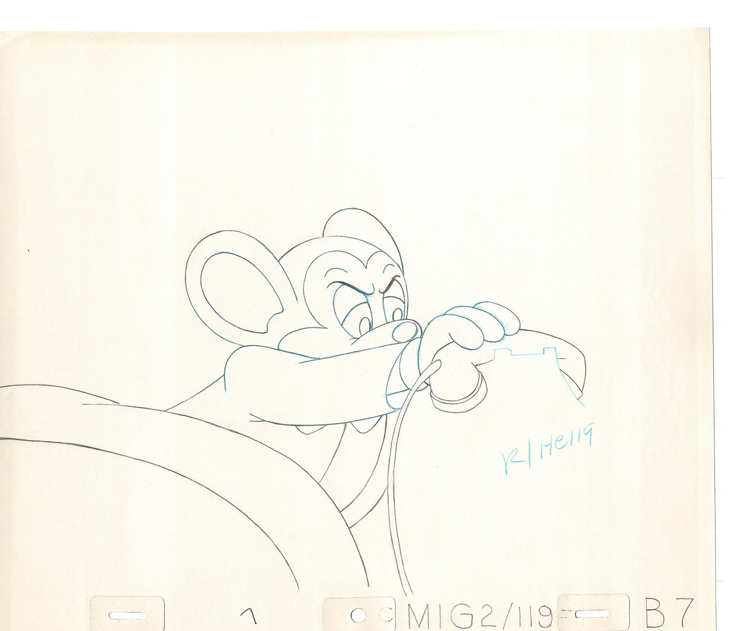Mighty Mouse 2 LOT of Cartoon Production Animation Cel Drawings from Filmation MD-59