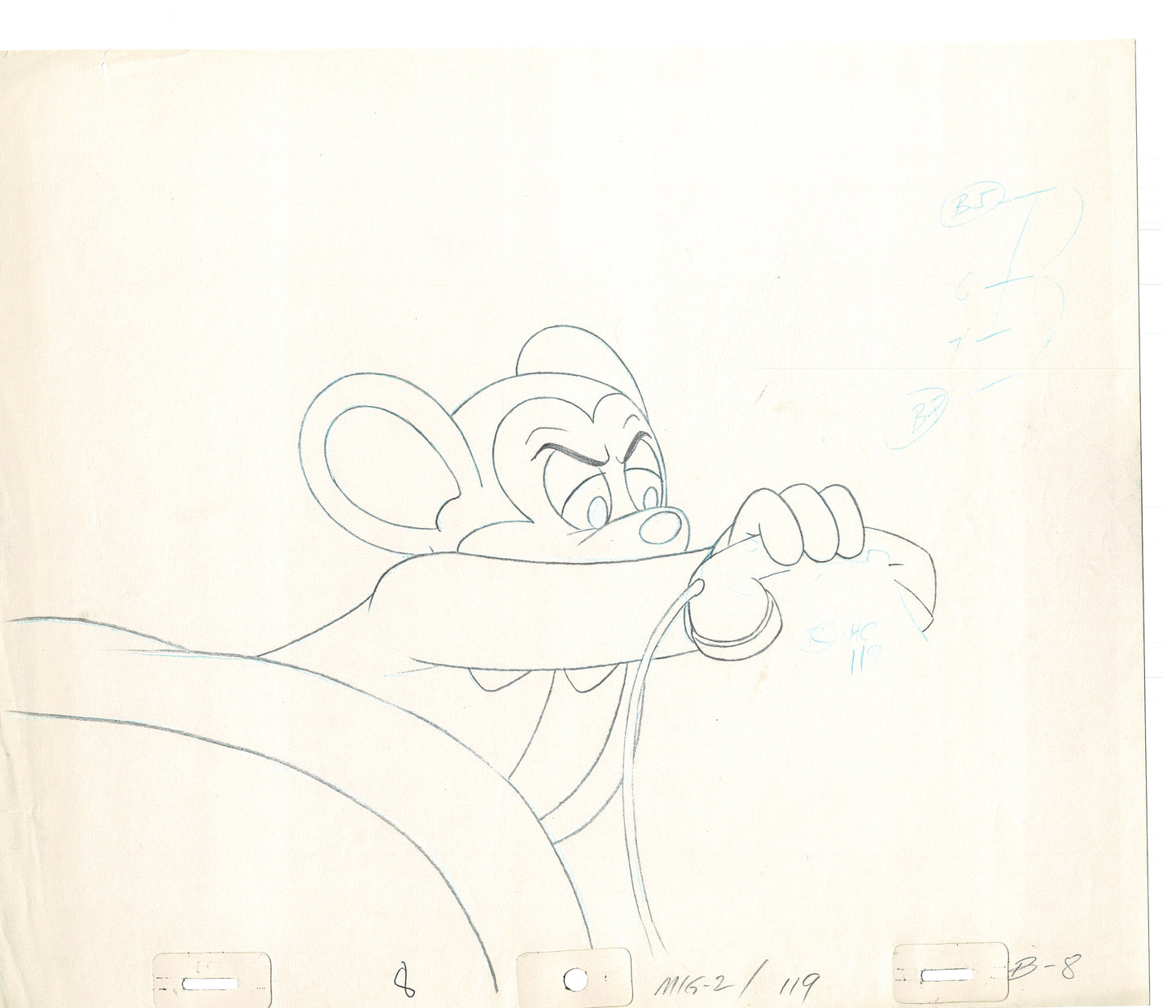 Mighty Mouse 2 LOT of Cartoon Production Animation Cel Drawings from Filmation MD-61