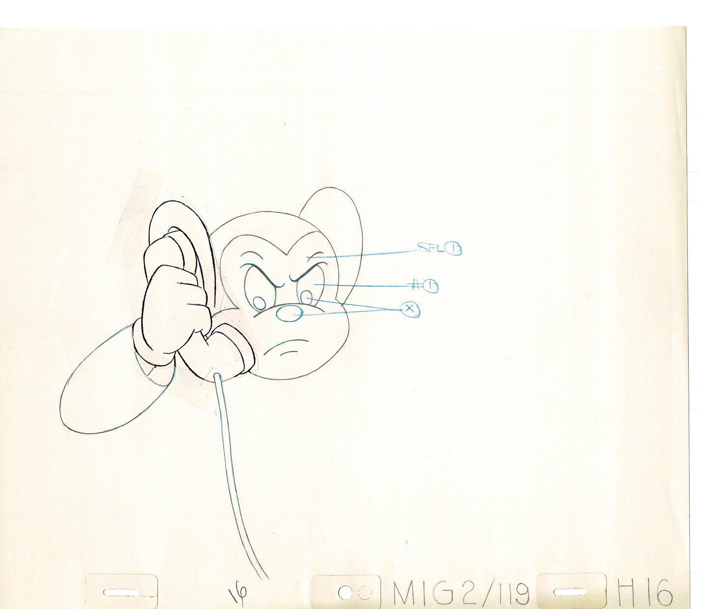 Mighty Mouse 2 LOT of Cartoon Production Animation Cel Drawings from Filmation MD-63