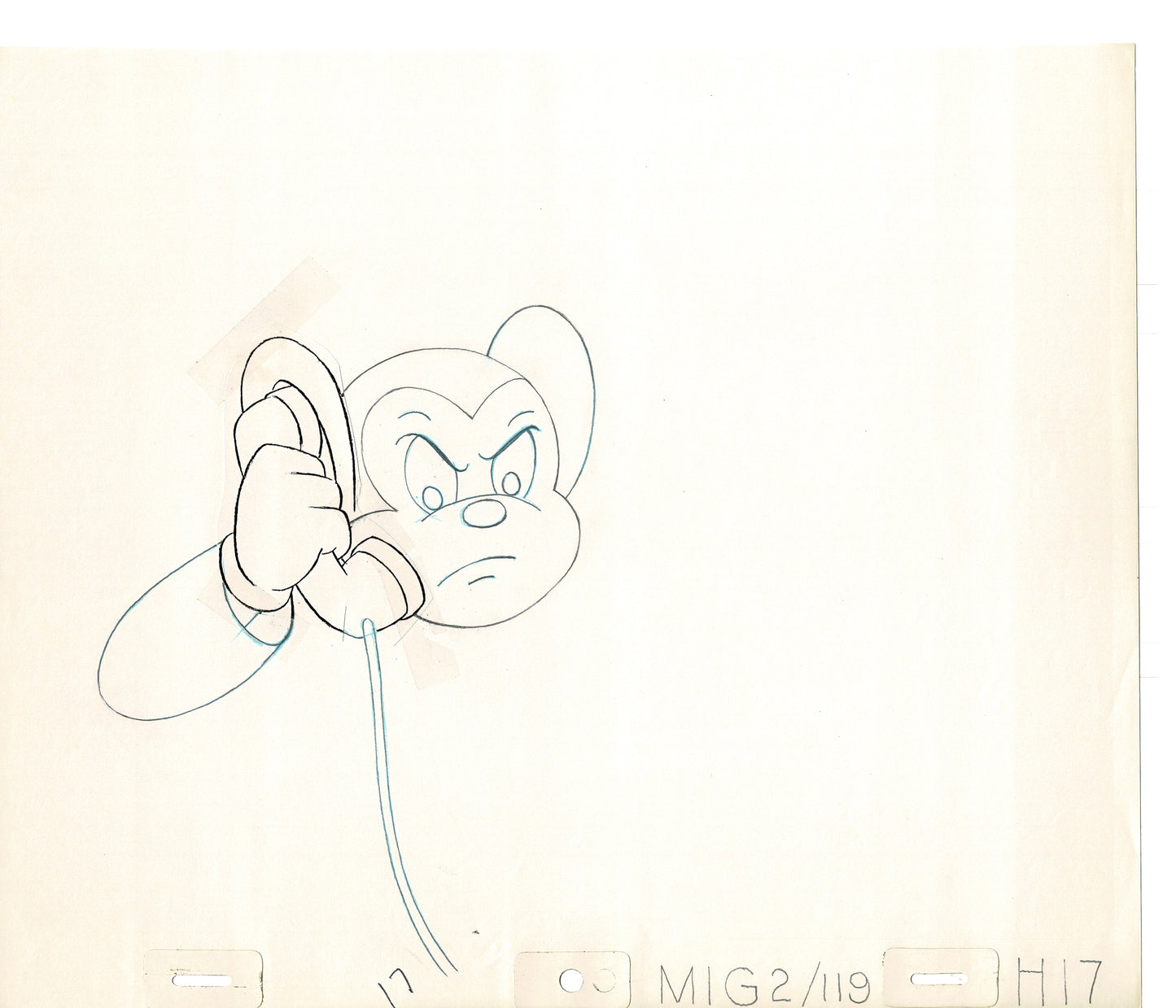Mighty Mouse 2 LOT of Cartoon Production Animation Cel Drawings from Filmation MD-65