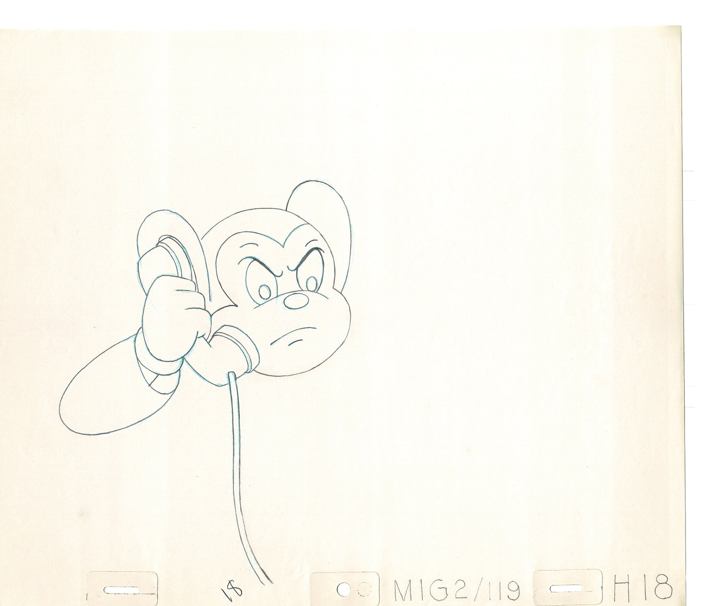 Mighty Mouse 2 LOT of Cartoon Production Animation Cel Drawings from Filmation MD-67