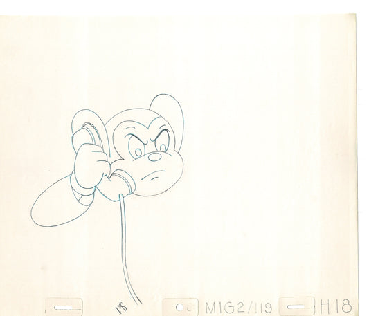 Mighty Mouse 2 LOT of Cartoon Production Animation Cel Drawings from Filmation MD-67