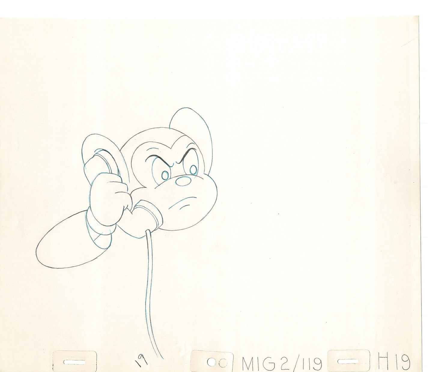 Mighty Mouse 2 LOT of Cartoon Production Animation Cel Drawings from Filmation MD-69
