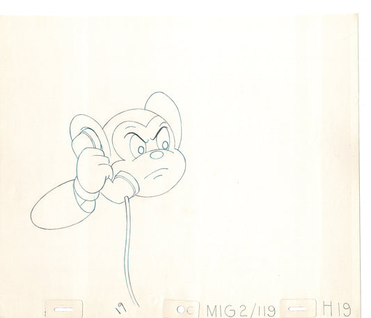 Mighty Mouse 2 LOT of Cartoon Production Animation Cel Drawings from Filmation MD-69