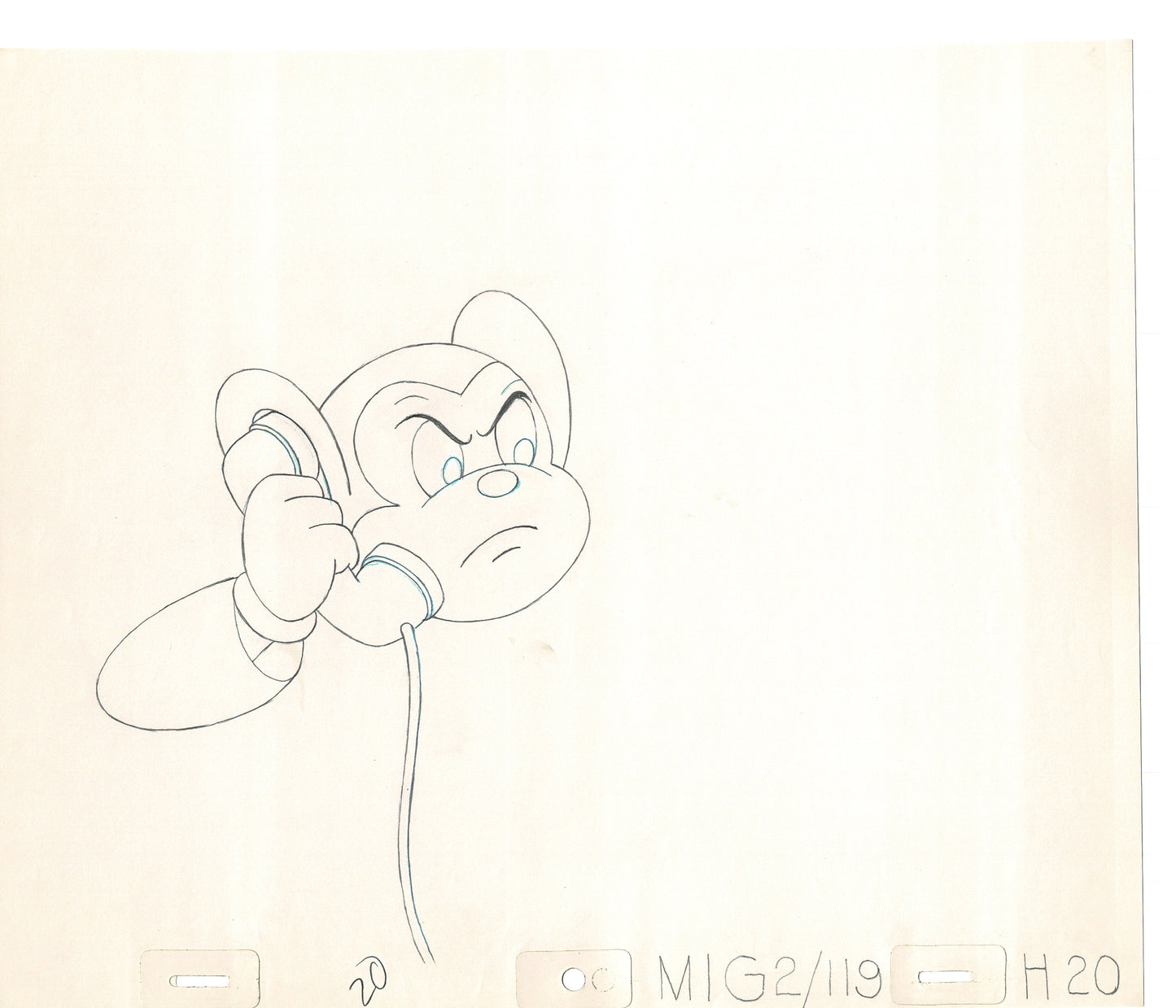 Mighty Mouse 2 LOT of Cartoon Production Animation Cel Drawings from Filmation MD-71