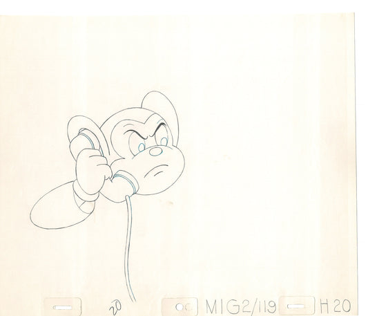 Mighty Mouse 2 LOT of Cartoon Production Animation Cel Drawings from Filmation MD-71