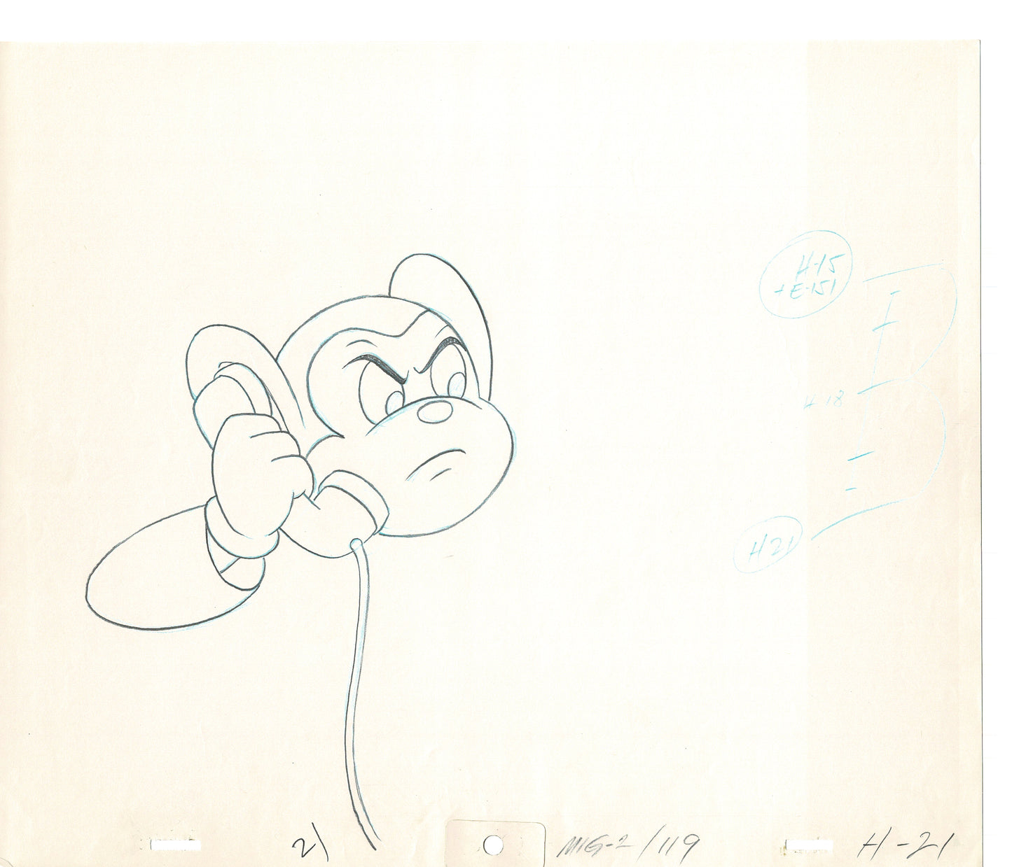 Mighty Mouse 2 LOT of Cartoon Production Animation Cel Drawings from Filmation MD-73
