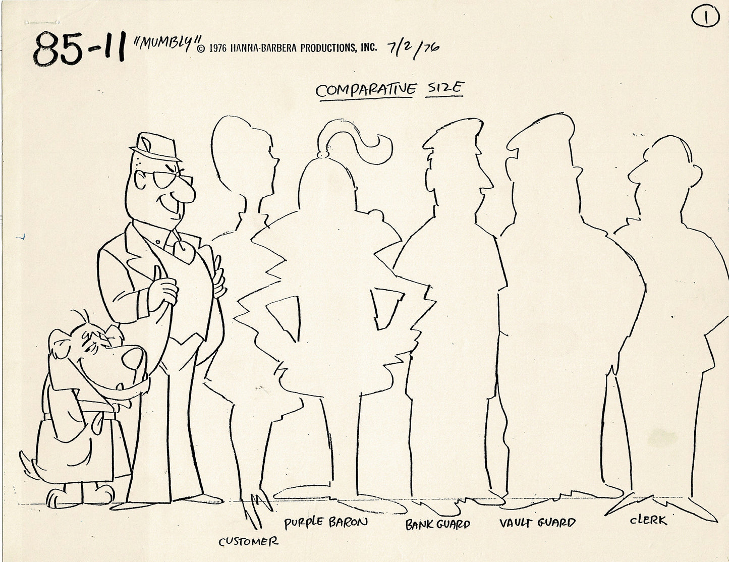 Mumbly Cartoon Show 1976-7 Model Sheet Copy lot of 12 Pages Hanna Barbera