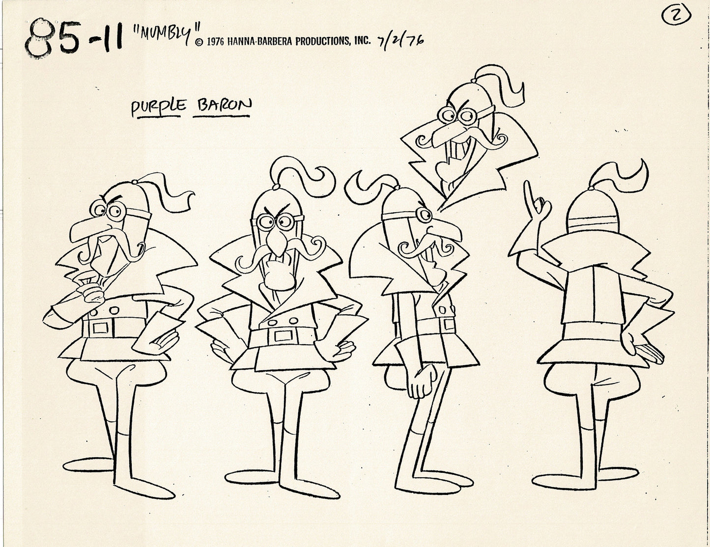 Mumbly Cartoon Show 1976-7 Model Sheet Copy lot of 12 Pages Hanna Barbera