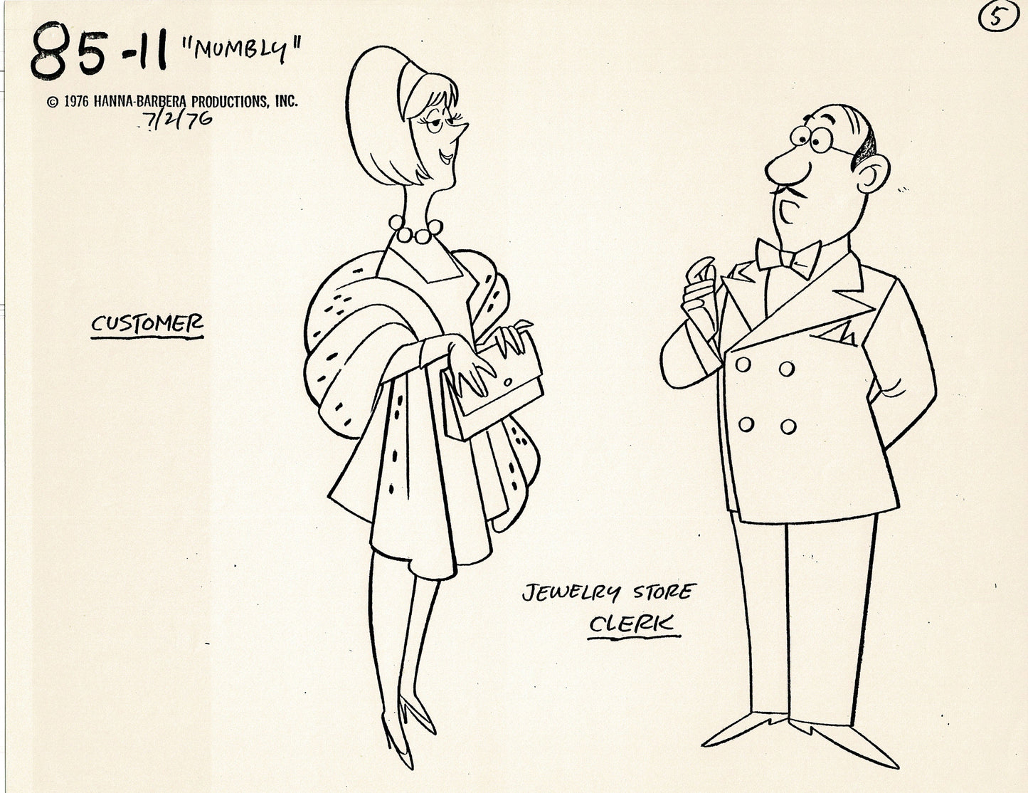 Mumbly Cartoon Show 1976-7 Model Sheet Copy lot of 12 Pages Hanna Barbera