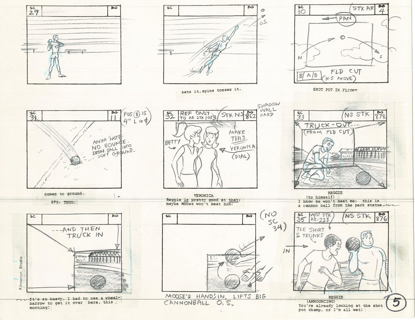 Archie Storyboard Animation Riverdale Cartoon Page Filmation 1977 B-005