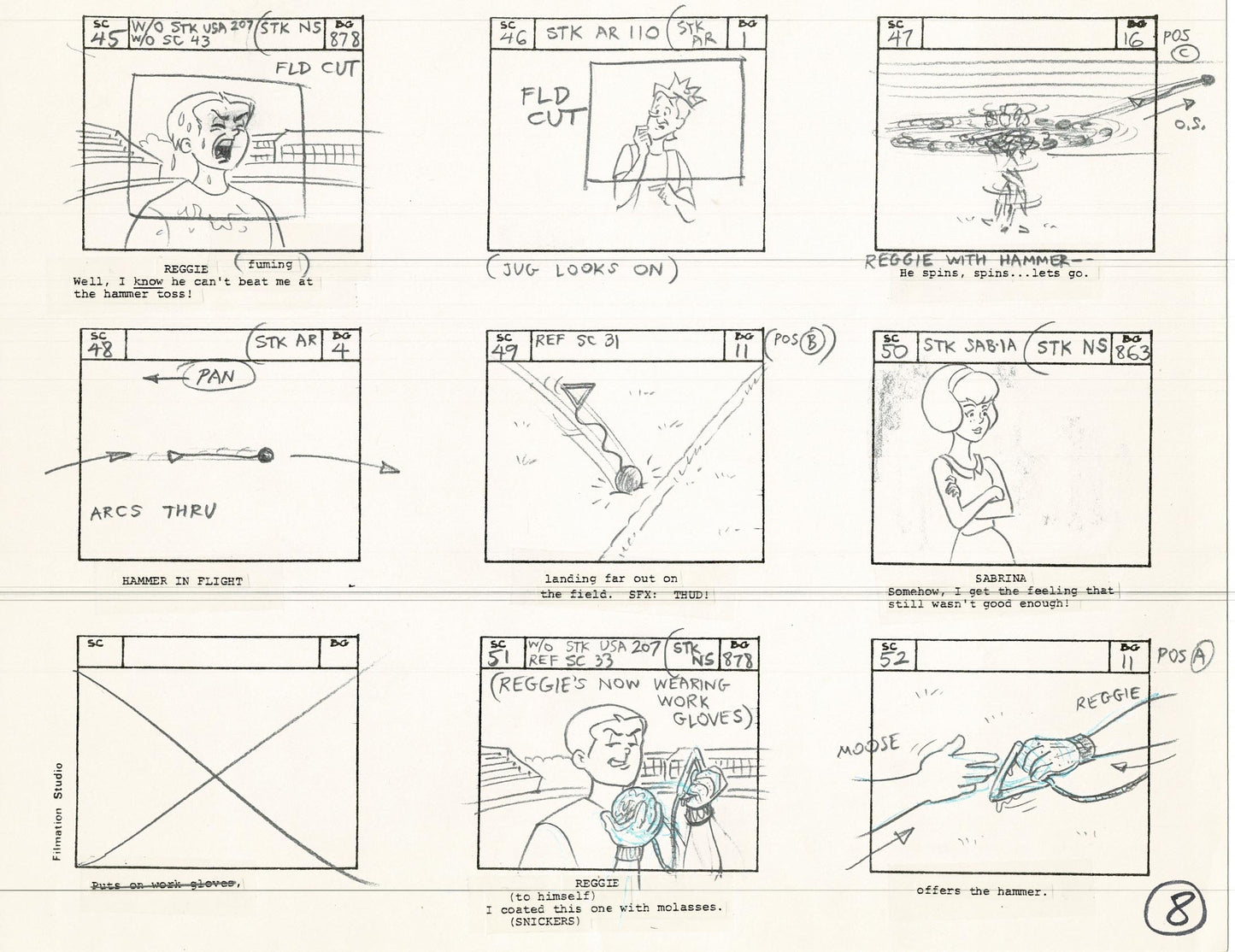 Archie Storyboard Animation Riverdale Cartoon Page Filmation 1977 B-008