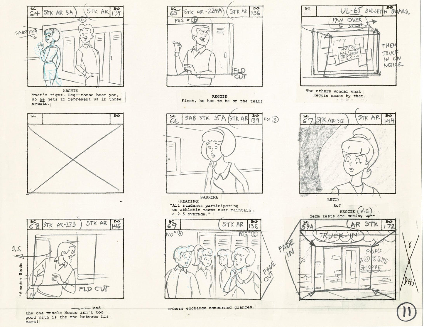 Archie Storyboard Animation Riverdale Cartoon Page Filmation 1977 B-011