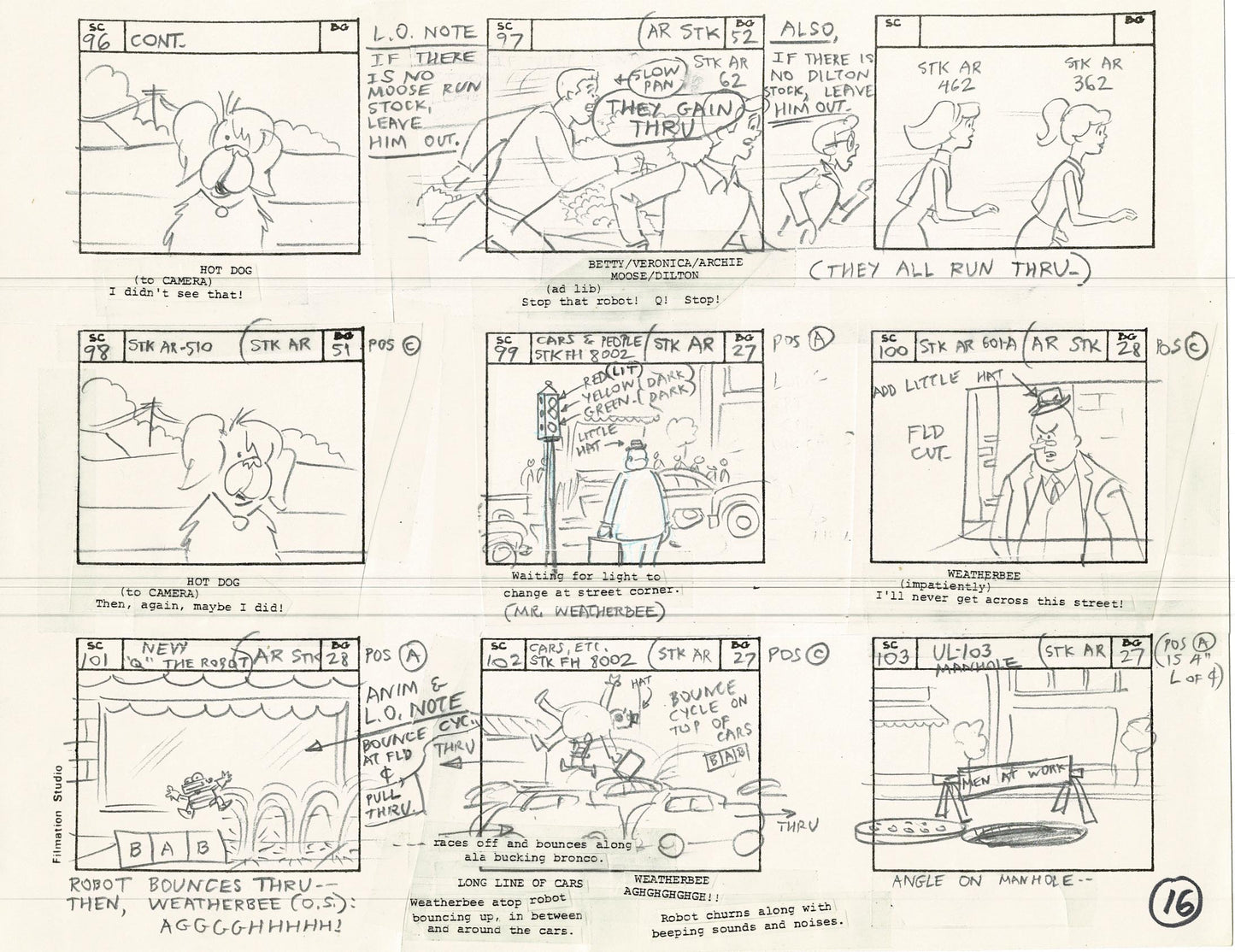 Archie Storyboard Animation Riverdale Cartoon Page Filmation 1977 B-016