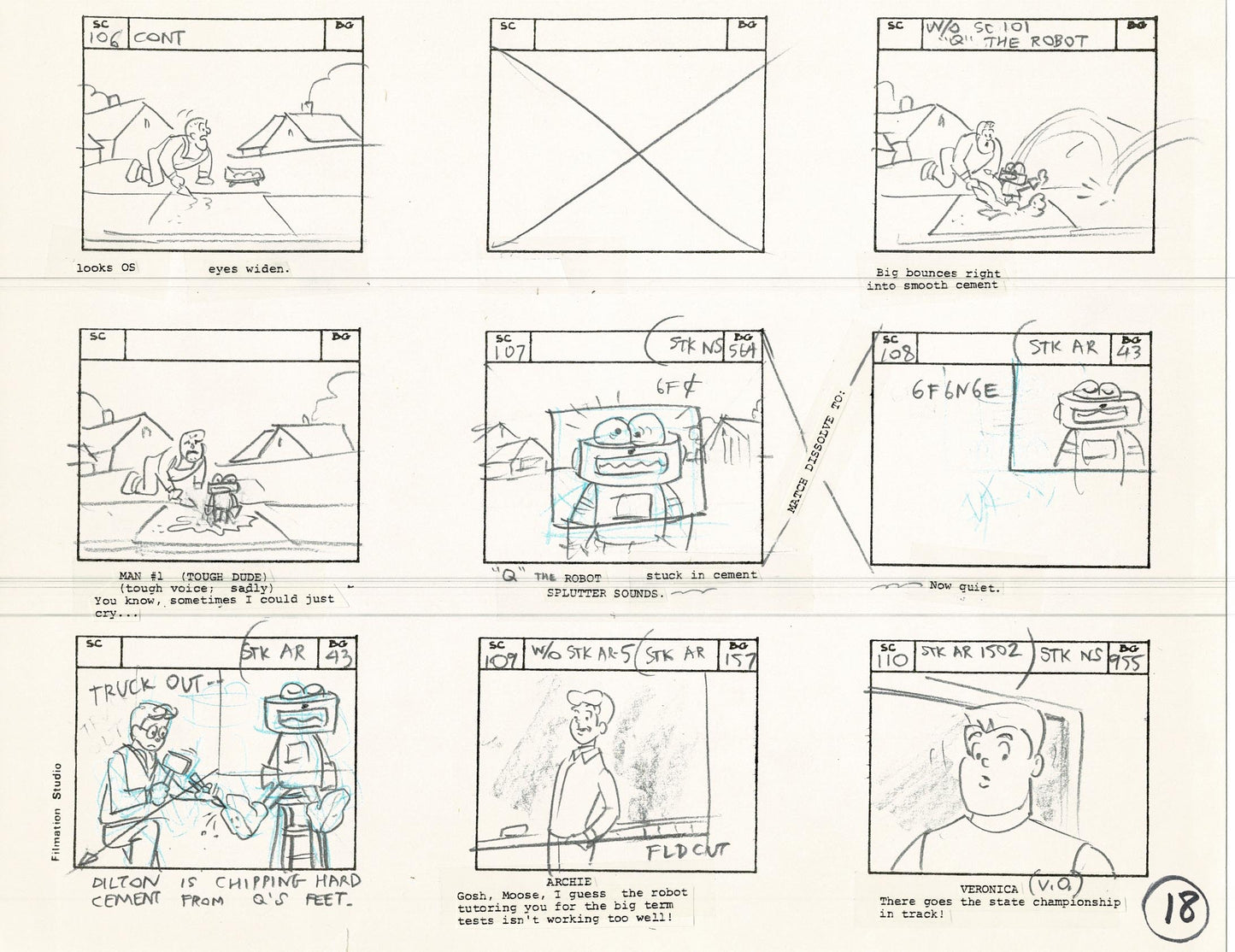 Archie Storyboard Animation Riverdale Cartoon Page Filmation 1977 B-018