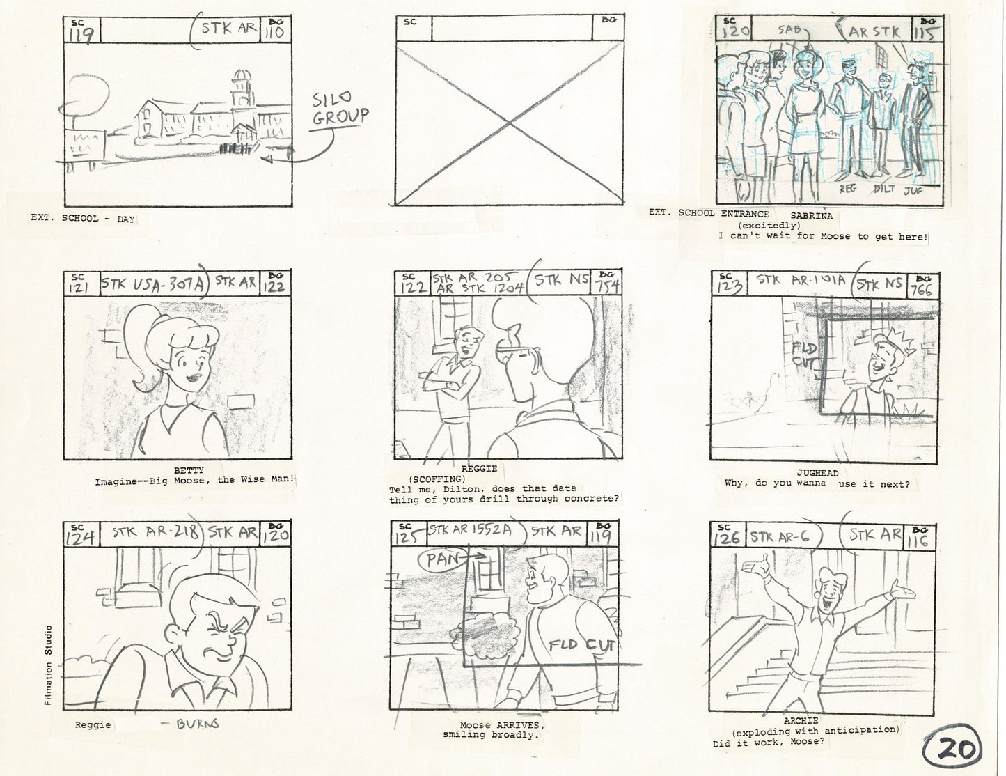 Archie Storyboard Animation Riverdale Cartoon Page Filmation 1977 B-020