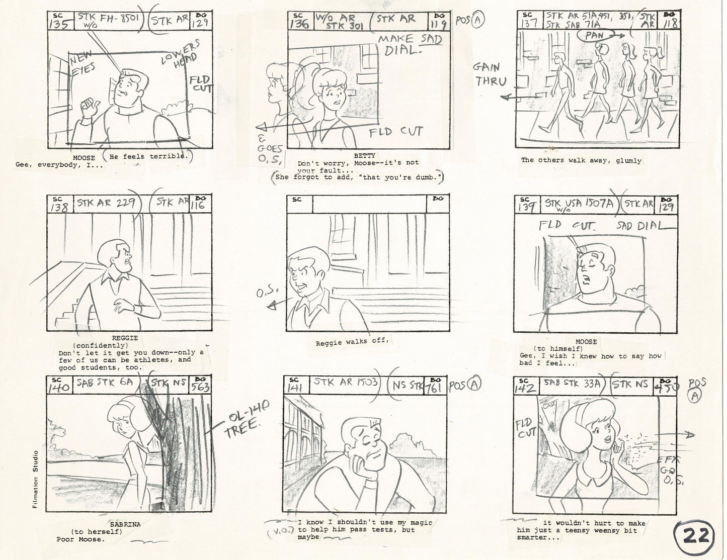 Archie Storyboard Animation Riverdale Cartoon Page Filmation 1977 B-022