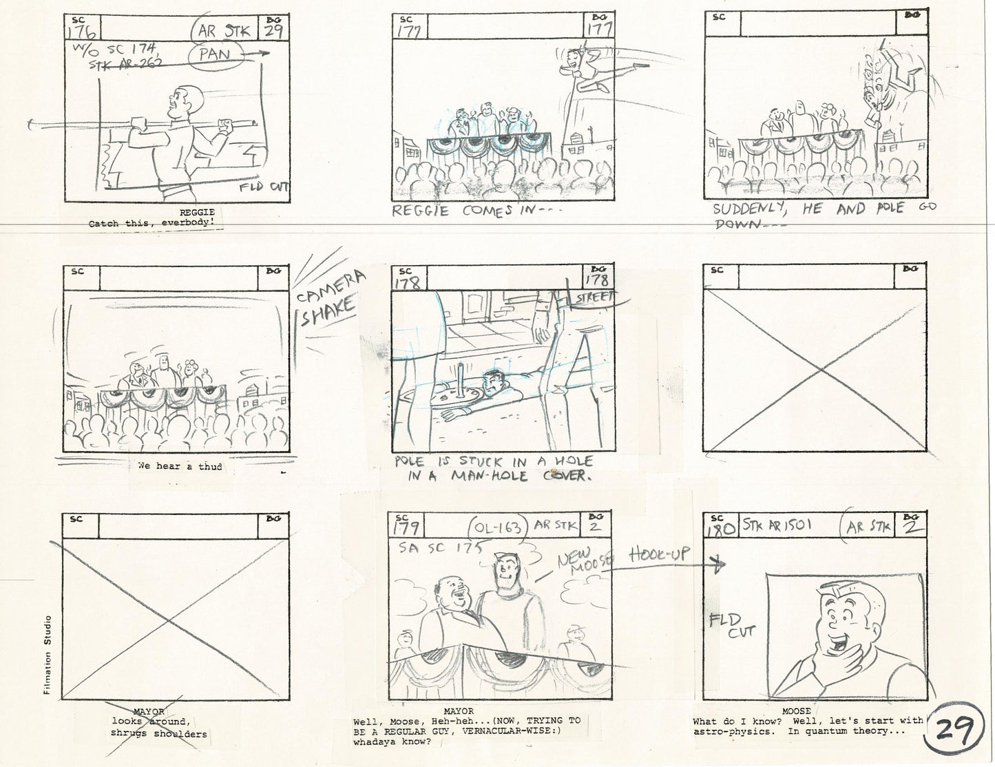 Archie Storyboard Animation Riverdale Cartoon Page Filmation 1977 B-028