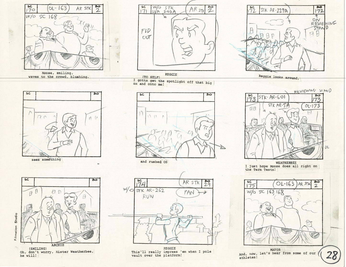 Archie Storyboard Animation Riverdale Cartoon Page Filmation 1977 B-029