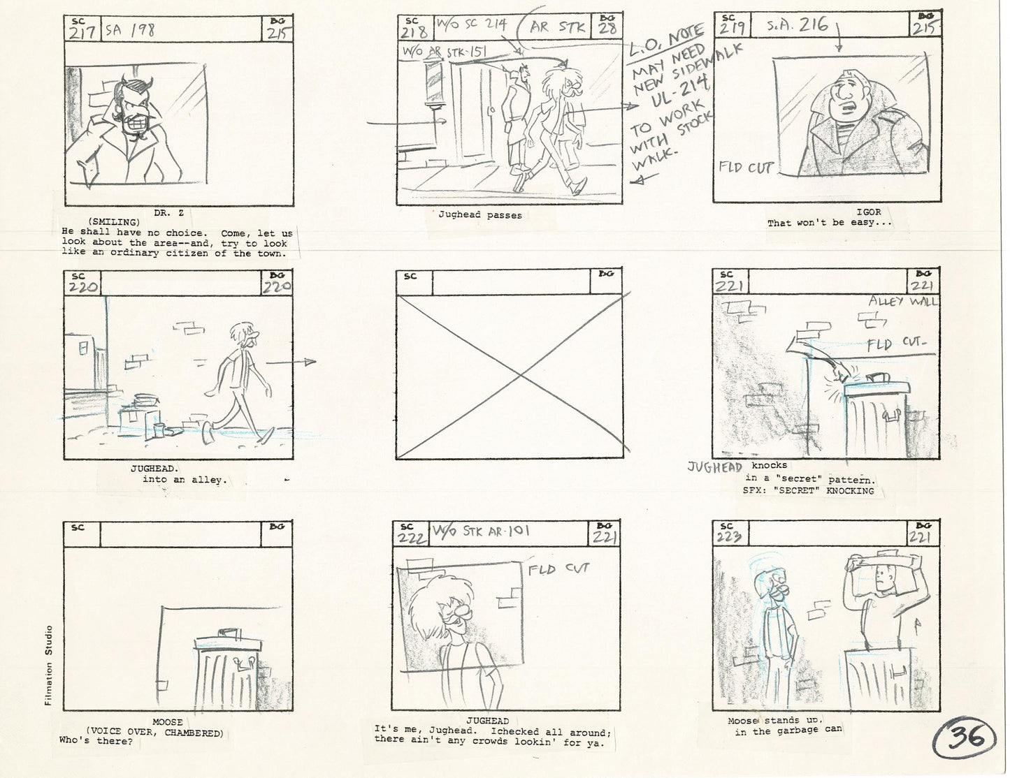 Archie Storyboard Animation Riverdale Cartoon Page Filmation 1977 B-036