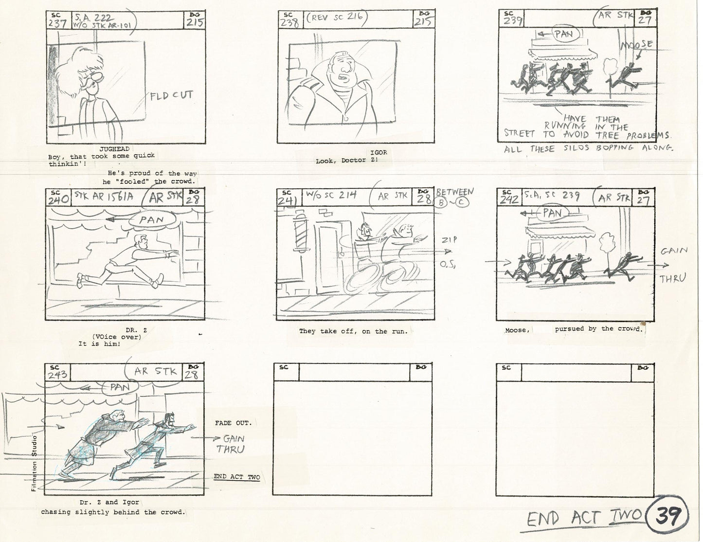 Archie Storyboard Animation Riverdale Cartoon Page Filmation 1977 B-039